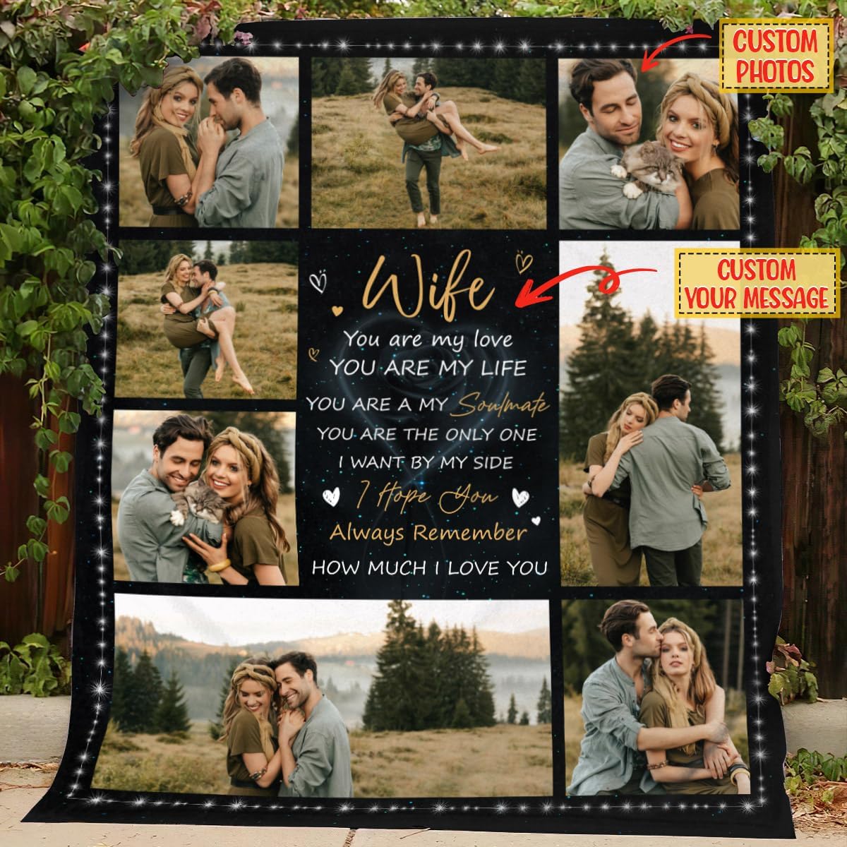 CHIARA CONTI11 Personalized to My Wife Throw Blanket from Husband, Custom Blanket with Picture, Couples Blankets Customized, to My Wife Blanket from Husband, Custom Photo Blankets for Wife 5