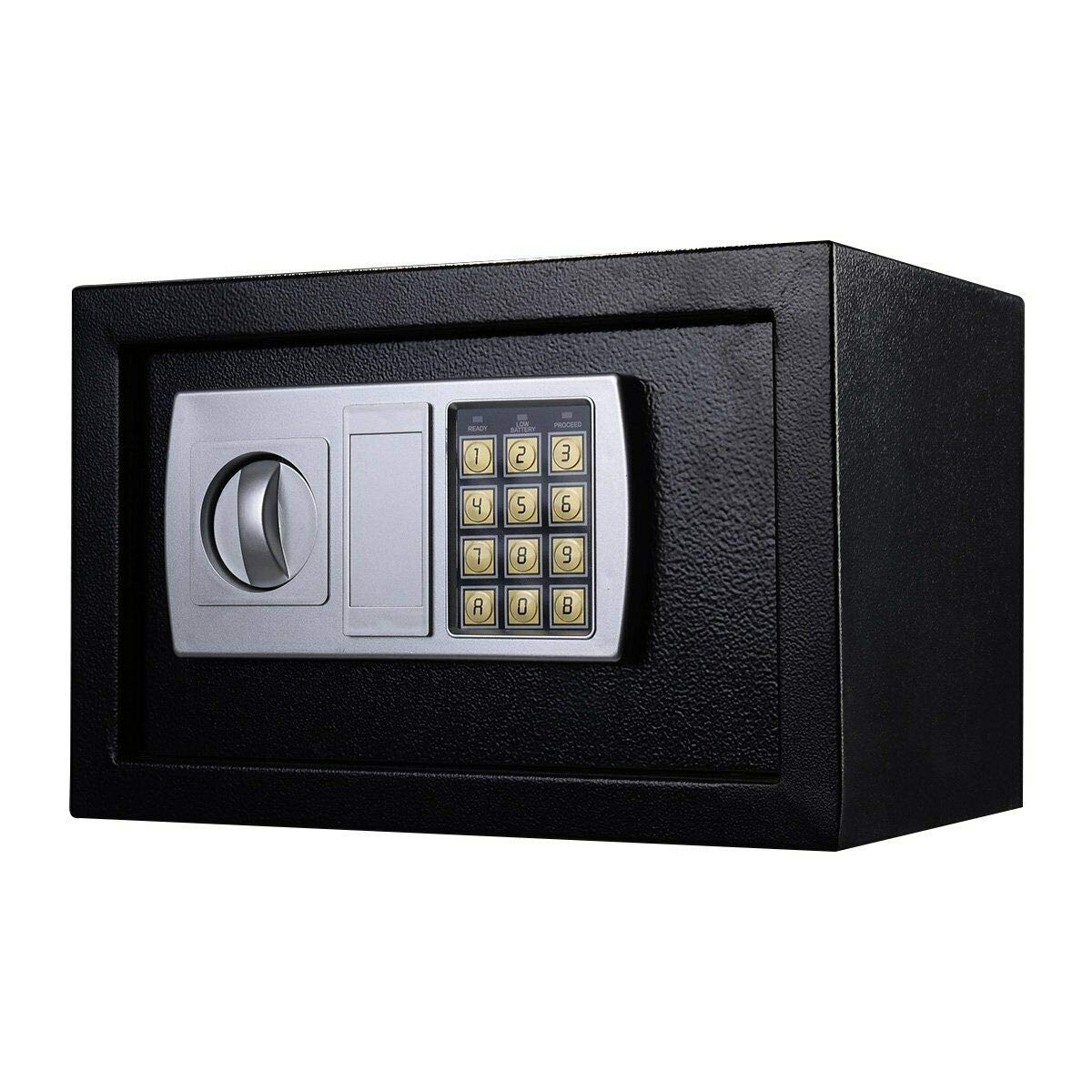Tresore Safe ognioodporny, elektroniczny sejf meblowy z klawiaturą cyfrową, elektryczny i 2 kluczami awaryjnymi, stalowy, mały, czarny, do domu, biura, bezpieczeństwa, przechowywania, pieniędzy, biżuterii, 20 x 31 x 20 cm