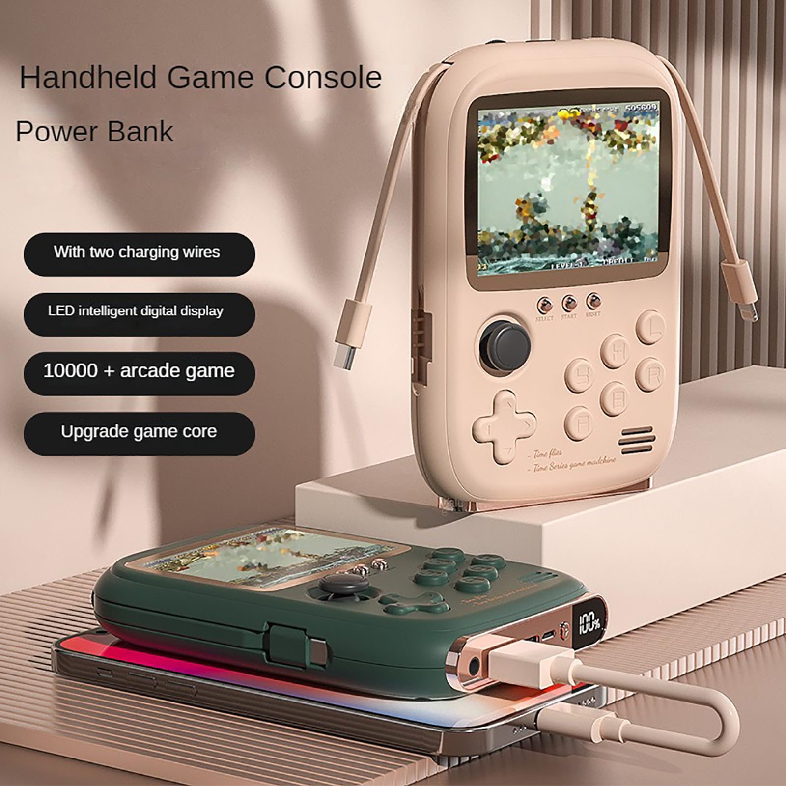 Konsola Do Gier Power Bank, Dwuosobowy Power Bank Arcade, Akumulator O Dużej Pojemności 5000 MAh, Możliwość Podłączenia Do Uchwytu Zewnętrznego, Obsługuje Projekcję Ekranu Telewizora