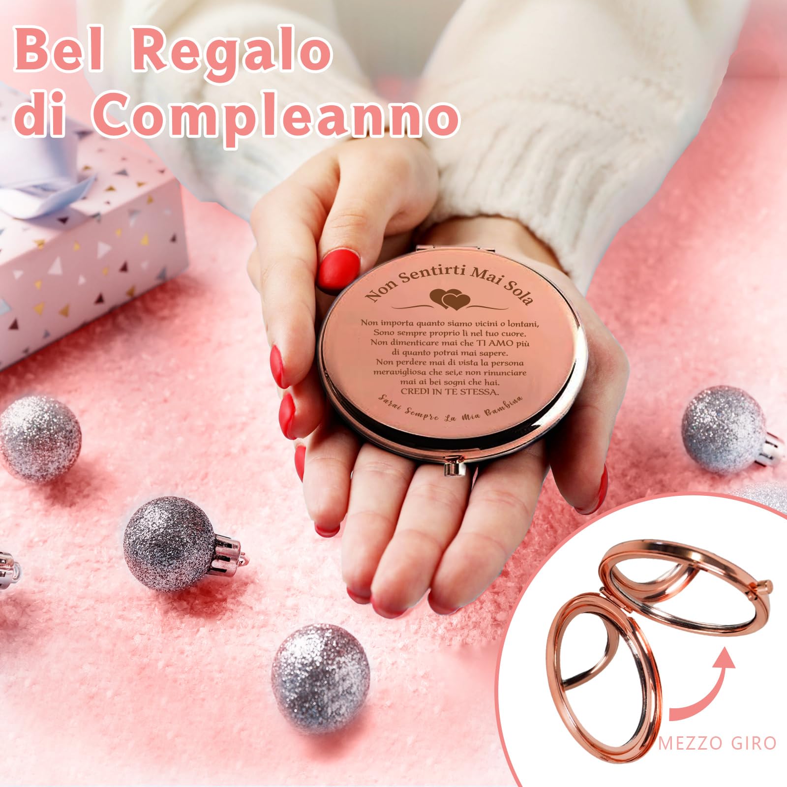 VivaJoy Regalo Figlia -Regalo 18 anni ragazza,Regalo di mamma papà figlia, specchio tascabile elegante, Regalo figlia compleanno, Regali di laurea, perfetto per ogni occasione speciale.
