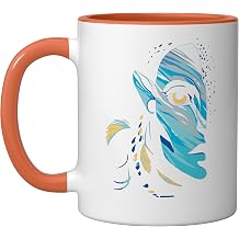 Avatar The Way of Water Neytiri Na'vi Ocean Half Face Ceramic Mug, Orange/White