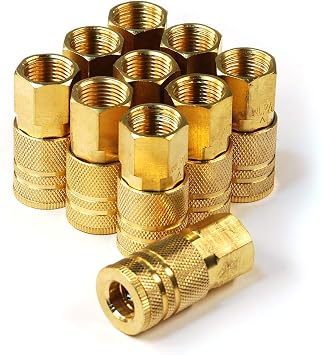 Primefit IC1438FB6-B10-P 10-Pack 6-Ball Industrial Coupler Brass 1/4-Inch x 3/8-Inch NPT Female BULK