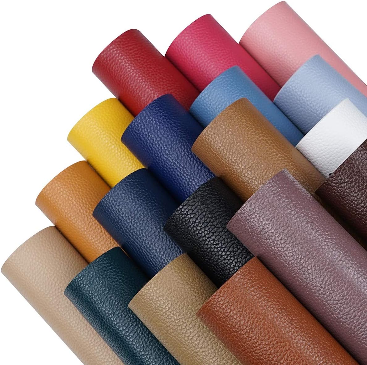 Double Sided Litchi Grain Texture Synthetic Faux Leather Fabric Sheets 18 Pieces A5 Size 8" x 6"(21cm x 15cm) 1.6MM Thickness for Earrings Making, Hair Bows Making, Sewing Material