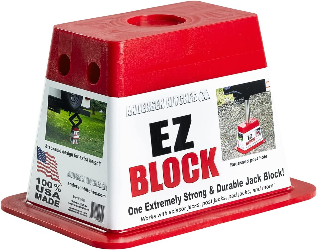 RV Accessories | Single Trailer EZ Jack Block| Leveling System | RV Stabilizer Stands | Heavy Duty Camper Level for RVs | 3621