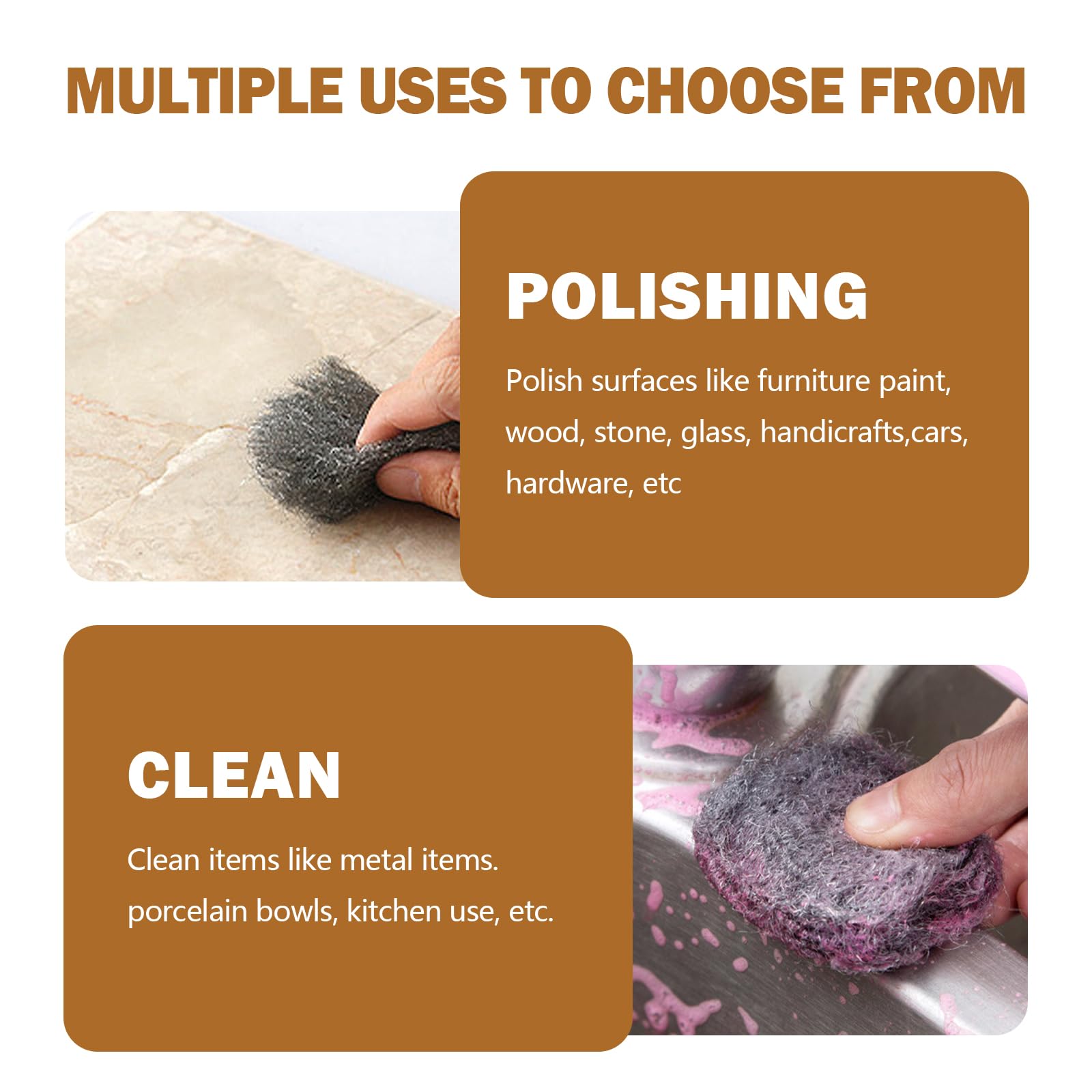 Lana D'Acciaio Grado 0000 - 6 Pezzi Per Pulizia, Lucidatura E Anti-Topi