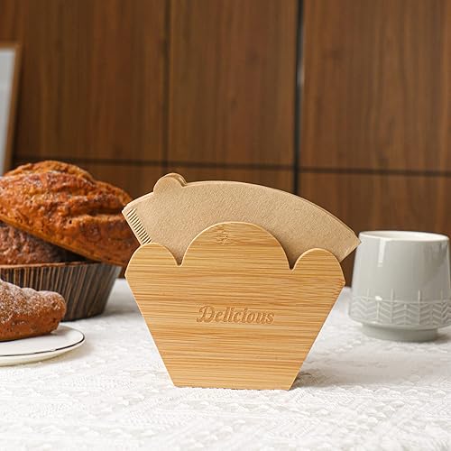 Miniatura 3 de Lunavita Soporte para filtros de café, soporte de almacenamiento de filtro de café de cono, soporte de papel de café, estante dispensador para