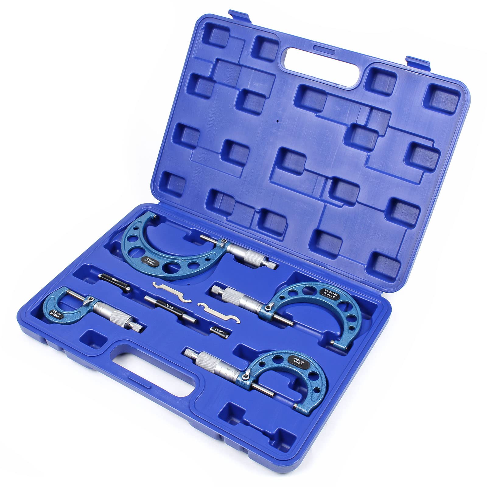 Set herramientas micrométricas 0-100 mm Calibrador Micrómetro con trinquete Instrumentos medición