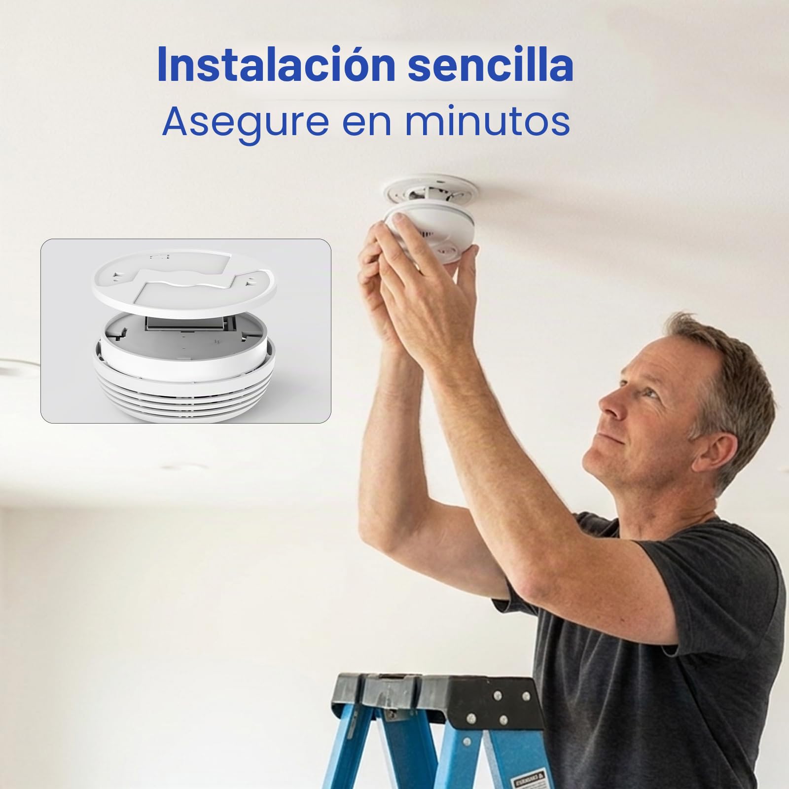 Detector de Humo WiFi Alarma de Incendio Inteligente con Notificaciones App y Silencio Remoto, Pila Sustituible, Certificado EN 14604, Notif. de Tuya/Smart Life a la Familia, 3 Pieza
