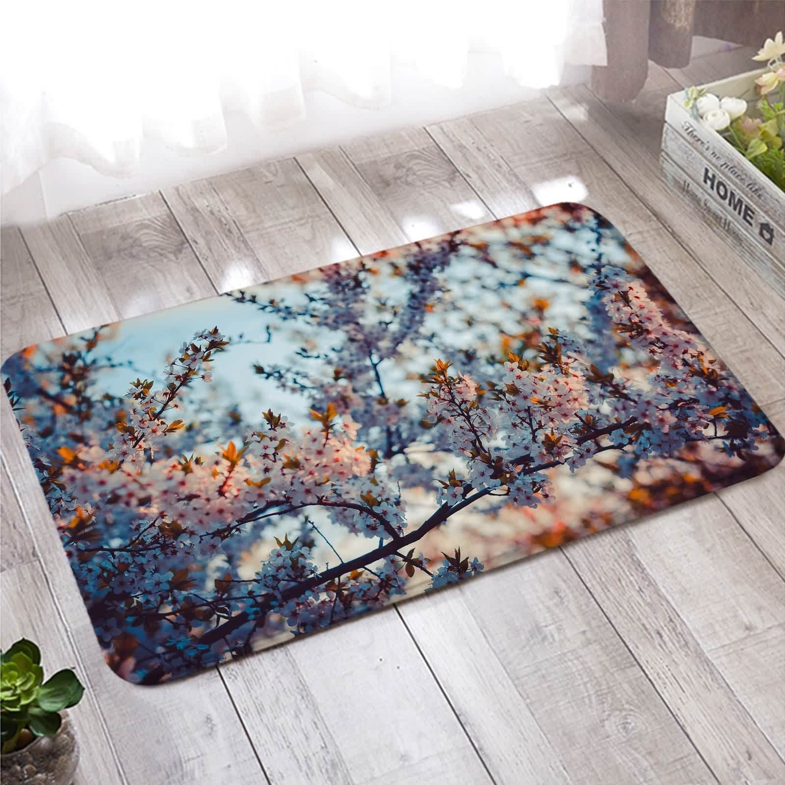 Paillasson interieur branches de fleurs 60X180cm grand tapis