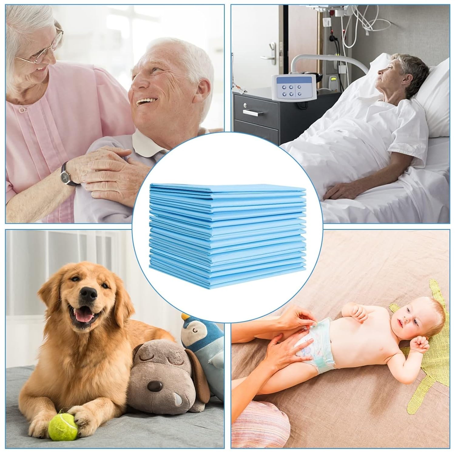 Paquete de 100 cambiadores desechables, pañales grandes a prueba de fugas, almohadilla impermeable para cambiar pañales, transpirable, grande, desechable, ultra absorbente, 17 x 13 pulgadas