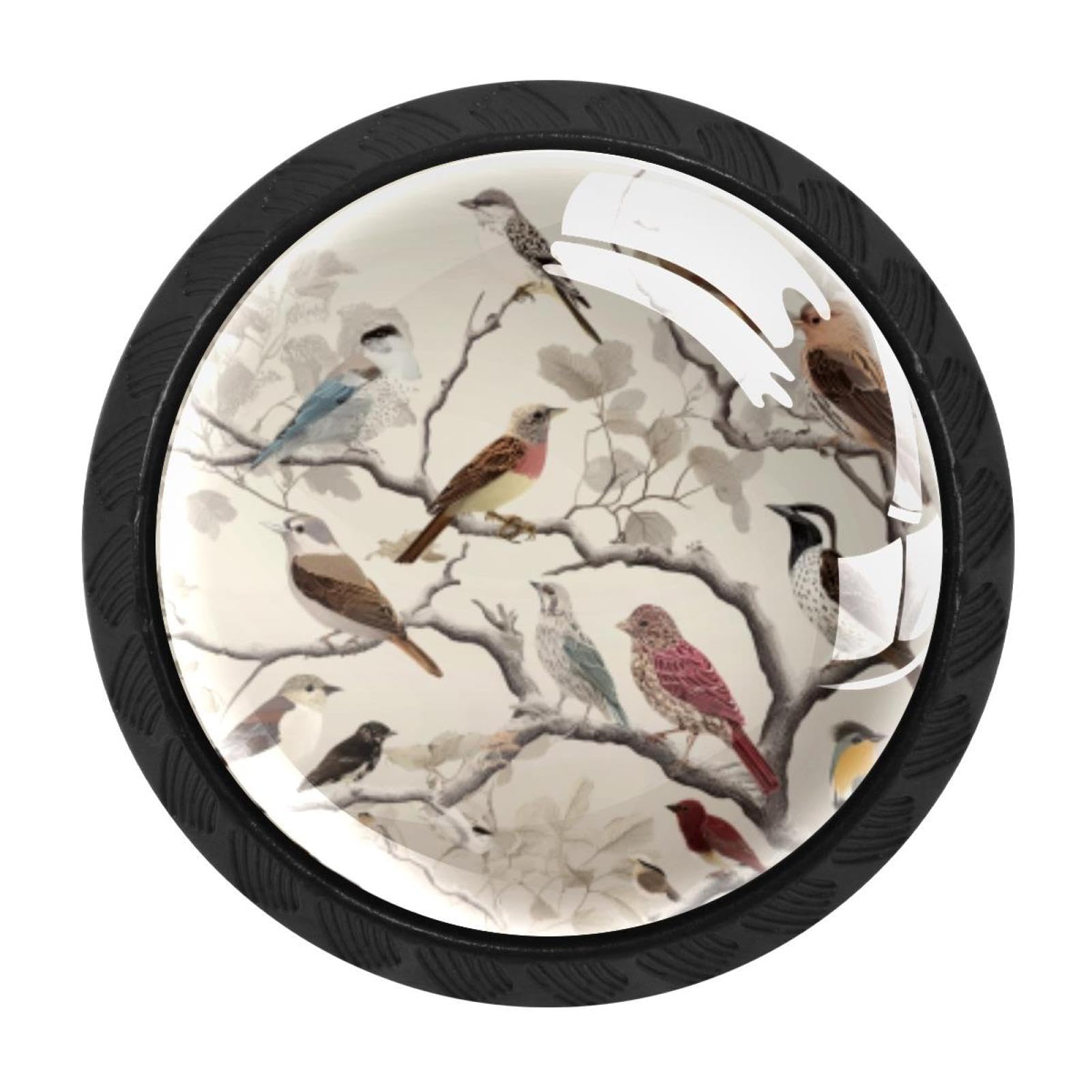 Chenzzzz Multicolored 18 4 Pack Cabinet Handles Birds On Tree Branches (1) Kitchen Drawer Pulls Furniture Door Handles For Cupboard Bedroom Wardrobe