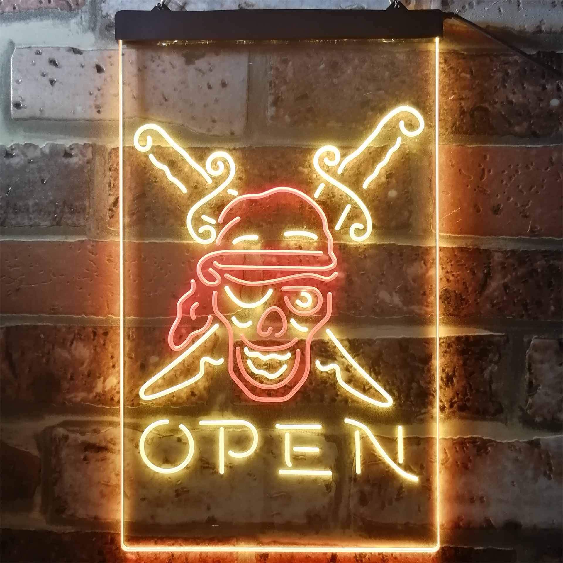 ADVPRO Pirate Open LED Neon-Schild – Weiß & Blau, 40x60 Cm, Perfekt Für Man Cave Oder Bar