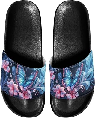Womens Flat Sandals Comfortable Slip On Leather Slide Sandals, Womens Slide Sandals Size 6-13.5