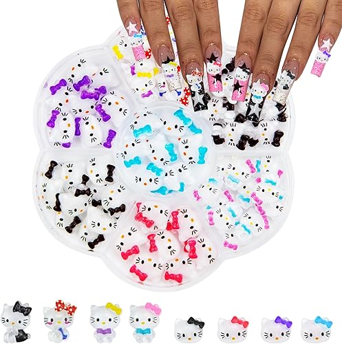 80 dijes de uñas Kawaii 3D para decoración de uñas, suministros de resina con parte trasera plana para uñas acrílicas, lindos dibujos animados de