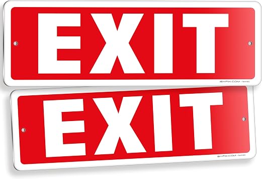 iSYFIX Exit Sign, 12x4 Inch, 2 Pack | .040 Aluminum, 100% Rust Free, Laminated for UV, Weather, Scratch, Water and Fade Resistance, Indoor and Outdoor