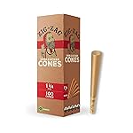 ZIG-ZAG Pre Rolled Cones 1 1/4 Size (100 Pack) Unbleached - Slow Burning Pre Rolled Cones with Tips & Packing Tubes Included - Bulk Pack