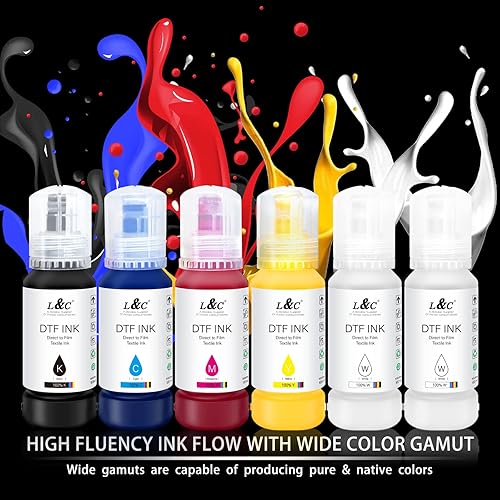 Miniatura 3 de L&C Tinta DTF para EPSON ET 8550, recarga de tinta de transferencia DTF para impresoras epson et-8550 D570 R1390 DTF, juego de tinta de impresión de