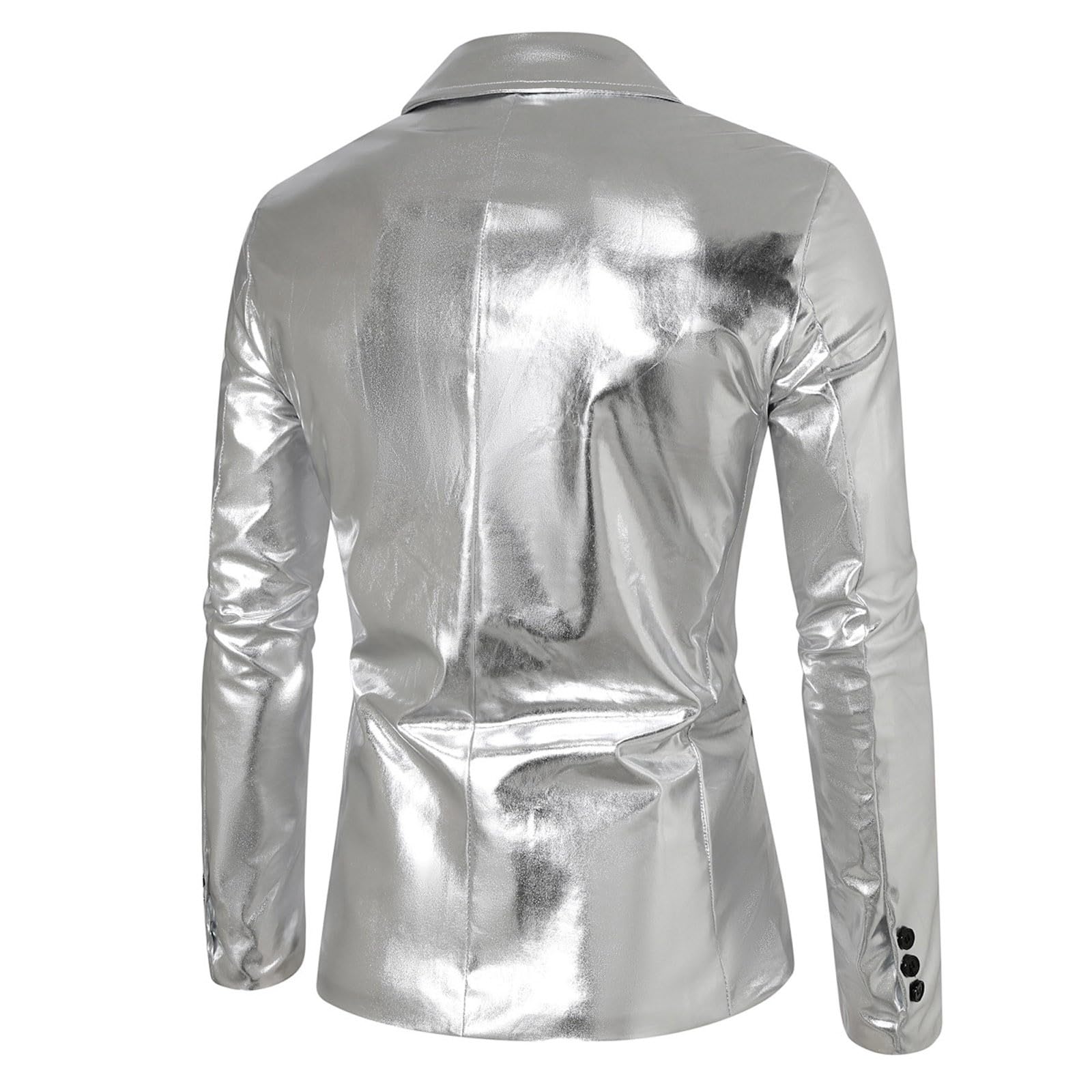 Abito con paillettes da uomo, doppiopetto, alla moda, con brillantini, in metallo, per discoteca, per ballo di fine anno, alla moda, casual, costume di carnevale