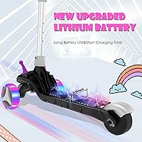 Vista 4 de Electric Scooter for Kids Ages 3-8, 3-Wheel Electric Scooter, Kids Electric Scooter with LED Light-up Wheels, 3 Height Adjustable, C-Shaped Handle