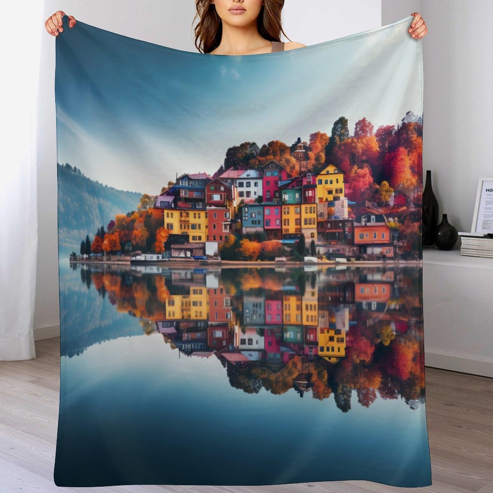 Couverture léger en polaire plaid lit paysage italien plaid canapé 100x130cm impression 3D