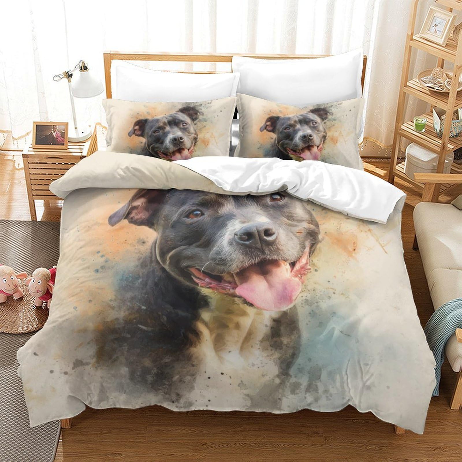 Housse de couette Staffordshire Bull Terrier 220x240 parure lit motif chien
