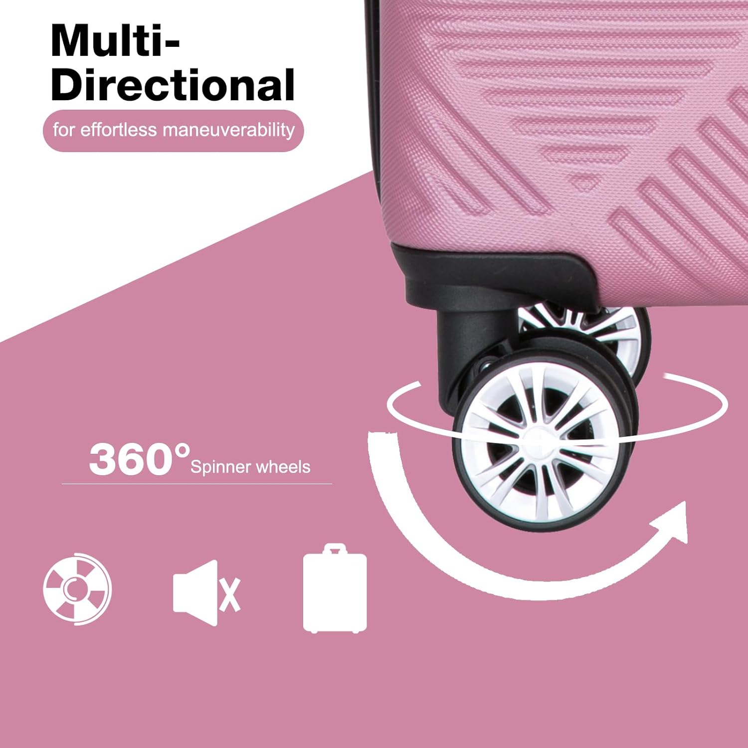 2 Piece Carry on Luggage Set, Airline Approved 20 Inch Luggage with Cosmetic Case HardShell Suitcase with Spinner Wheels, Lightweight Durable Hardside Suitcases Set, Pink - Image 6