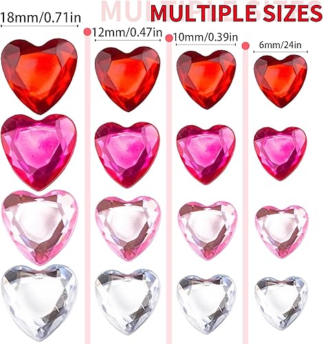 Miniatura 4 de 516 calcomanías de diamantes de imitación de corazón 3D autoadhesivas de acrílico con forma de corazón para la cara, gemas para pegar en joyas