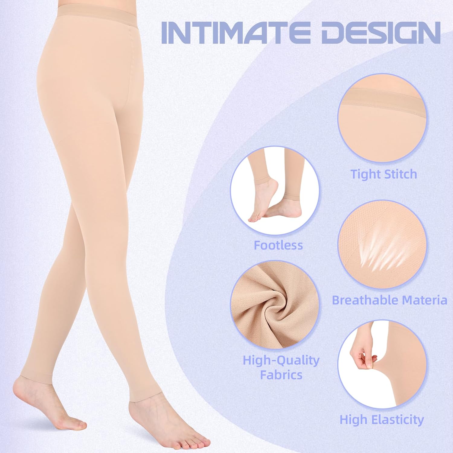 Compression Pantyhose for Women & Men, 20-30mmHg Medical Graduated Compression Leggings, Waist High Compression Stockings for Varicose Veins Edema Flight - Image 5