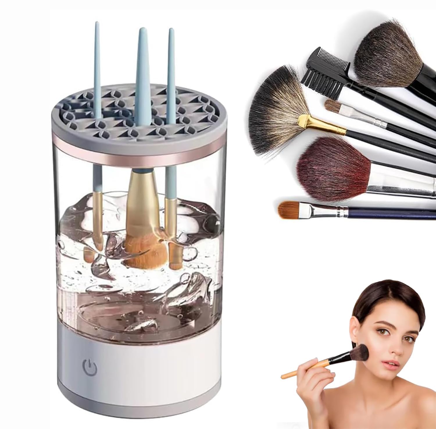 Electric Makeup Brush Cleaner Machine, Automatic Cosmetic Brush Cleaner for All Size Beauty Makeup Brushes