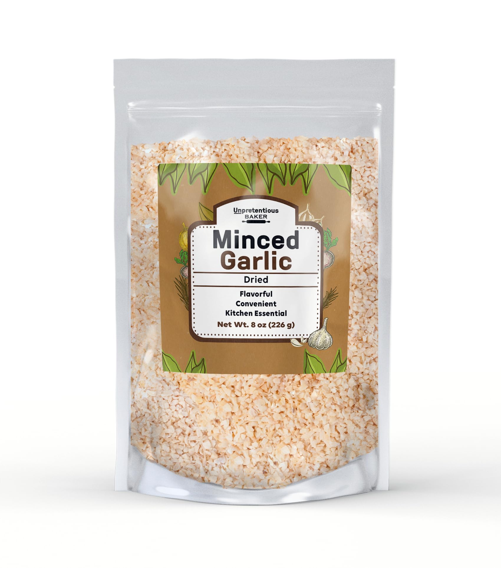 Unpretentious Minced Dried Garlic, 8 oz, Kitchen Essential, Versatile Seasoning