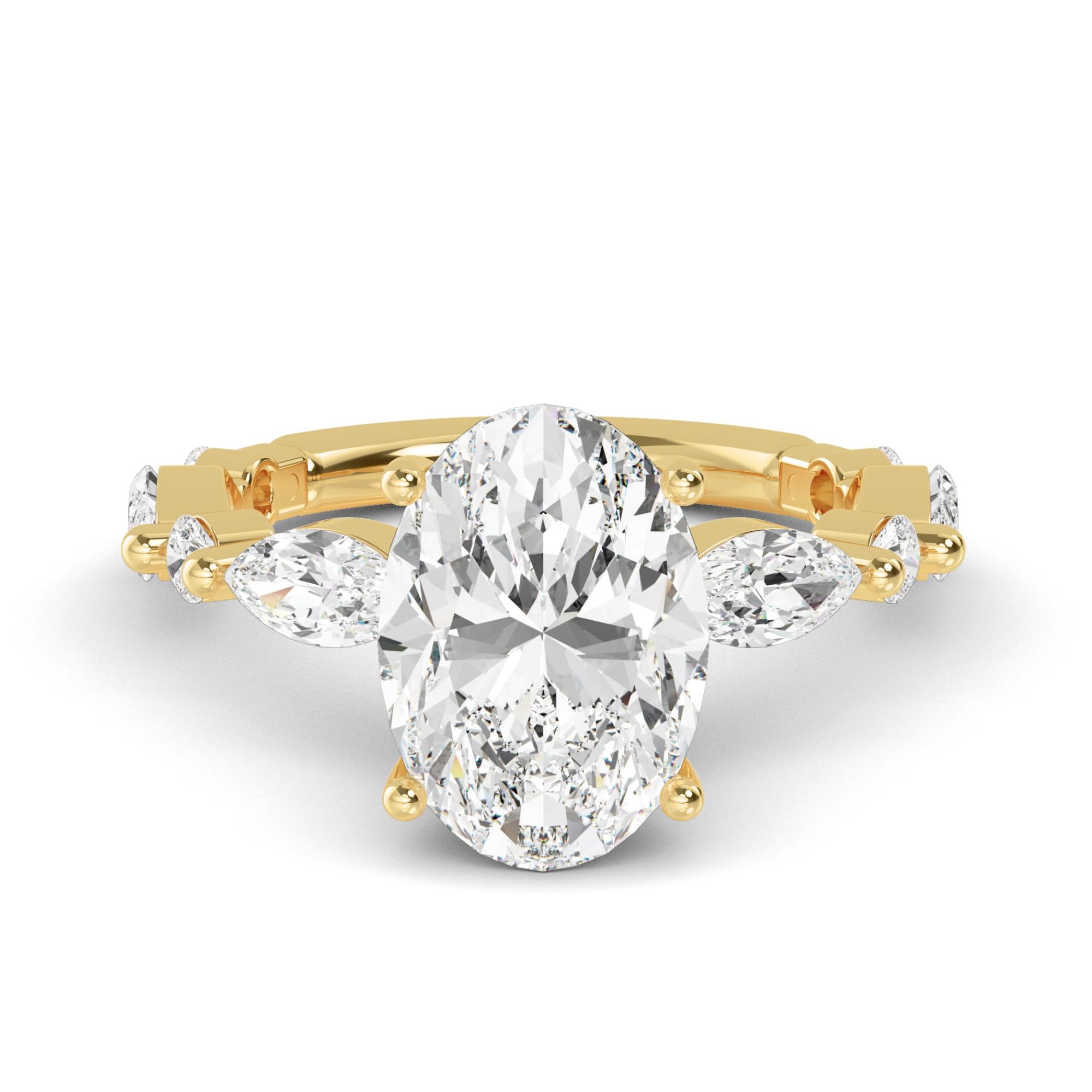 Houston Diamond District 1-5 Carat ctw Yellow Gold Radiant Cut LAB GROWN Diamond Side Stone Engagement Ring Color