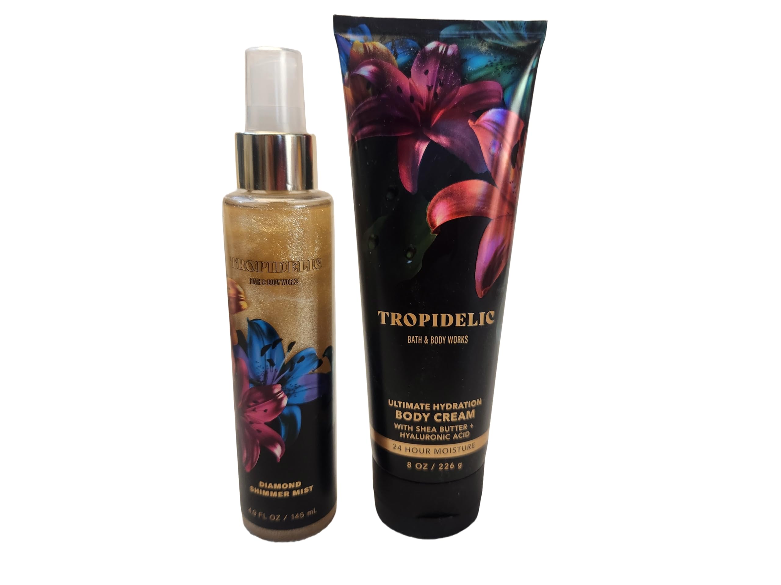 Bath and Body Body Care - FULL SIZE 2 PIECE BUNDLE GIFT SET (Includes Diamond Shimmer Mist & Body Cream) Package Design Varies (TROPIDELIC)
