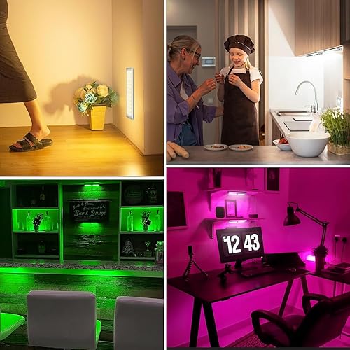 Miniatura 6 de Luces inalámbricas para debajo del gabinete, 58 luces LED recargables con sensor de movimiento con control remoto, luces RGB que cambian de color
