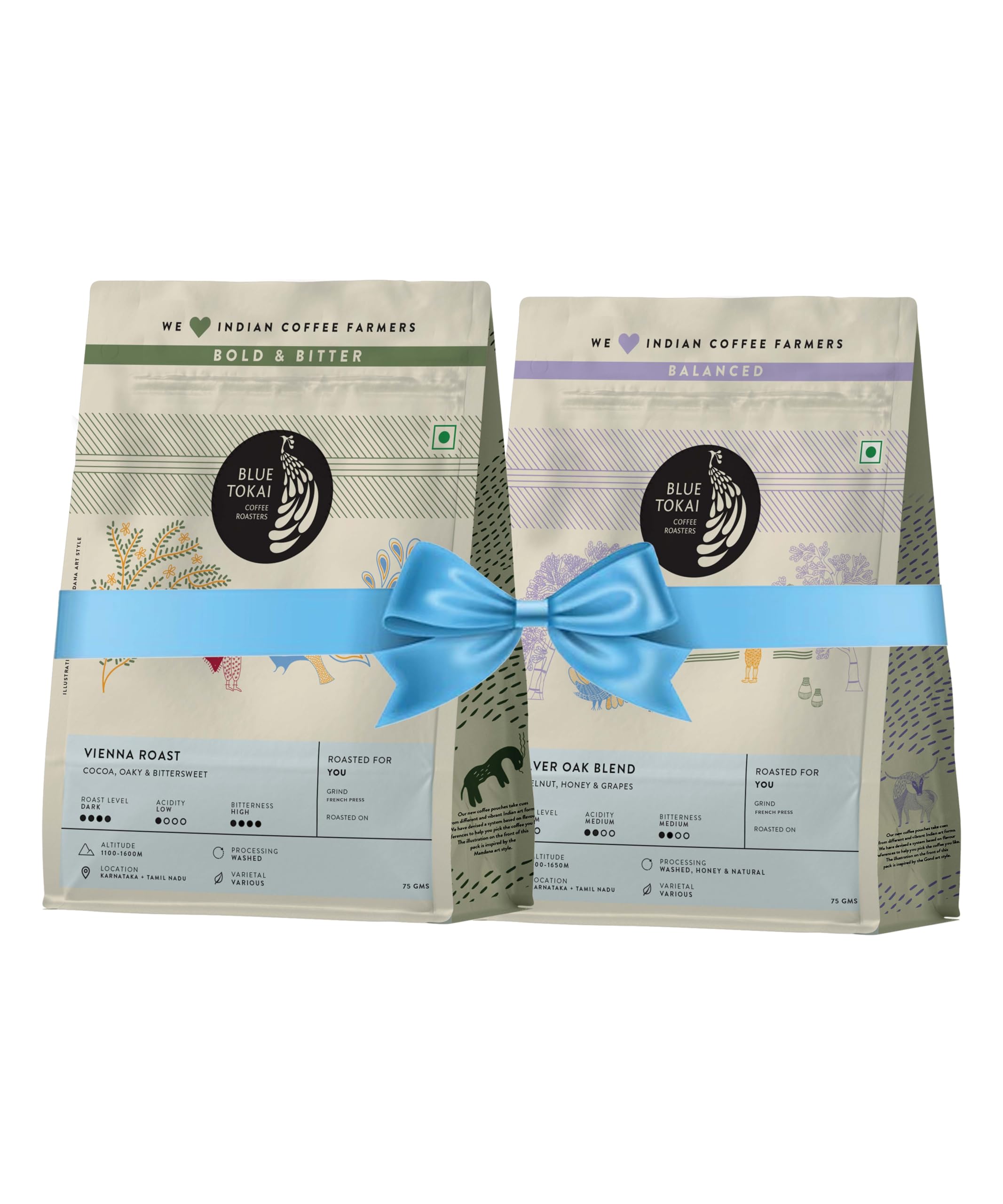 Blue Tokai Coffee Roasters Sampler Pack Vienna Dark Roast & Silver Oak Café Blend - Medium Roast | French Press Grind | 100% Arabica Ground Coffee (75gm each, Pack of 2) (B0D33T5F7R) Amazon Price History, Amazon Price Tracker