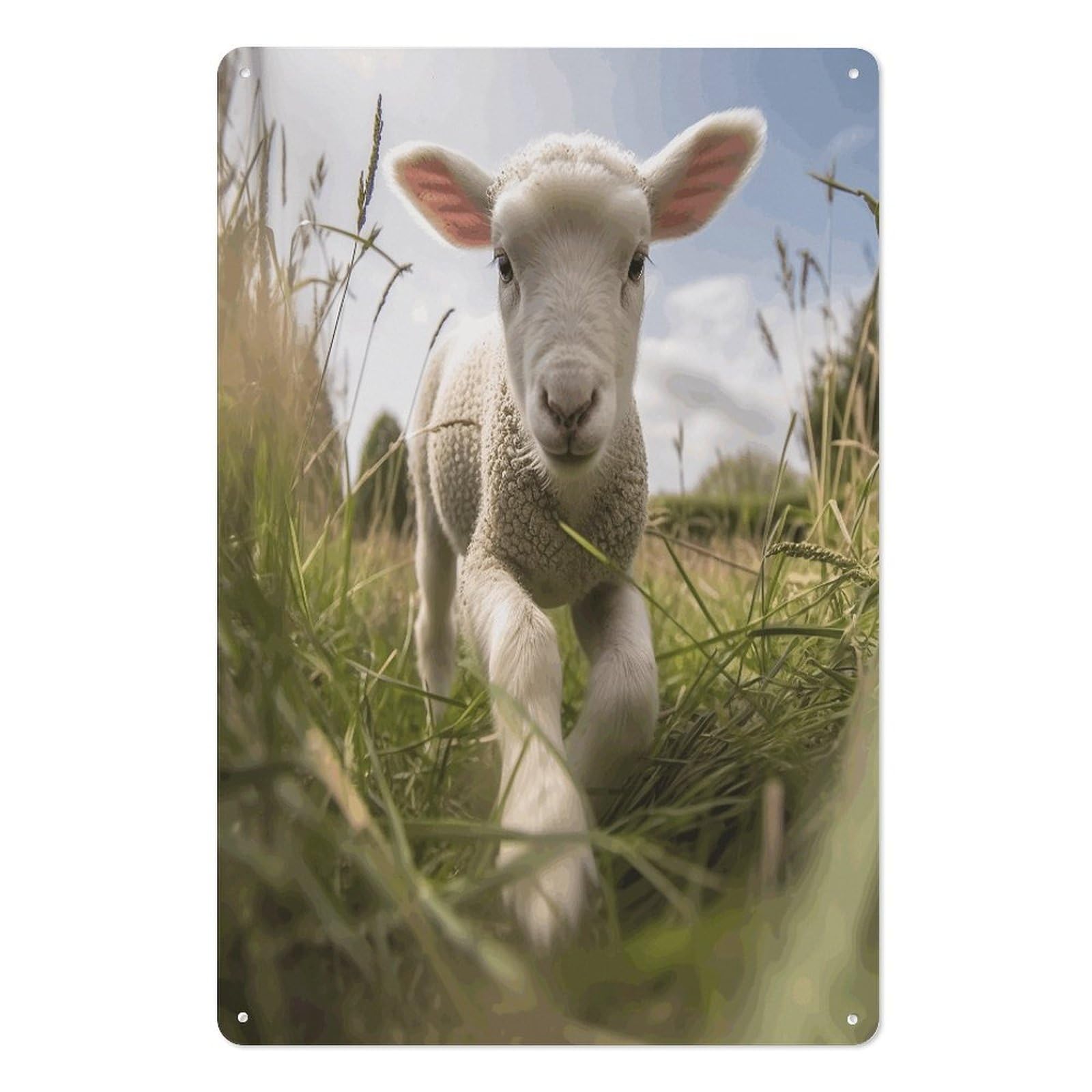 Adfgyerh Style Sheep Running On Grass Tin Sign Hanging Art Prints,Wall Decor For Gifting And Party Decoration 7.9X11.8 Inch,Wall Art For Home Garden Greenhouse Living Room Bedroom Yard