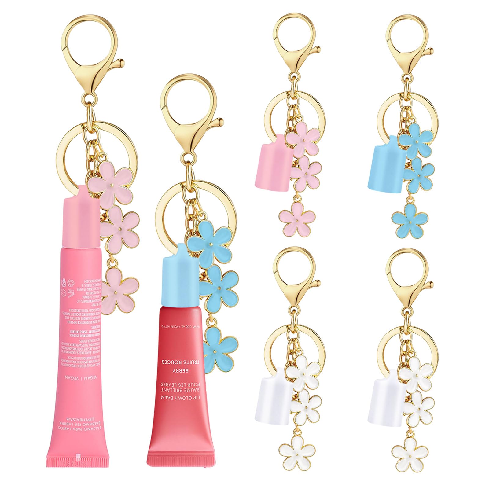 LUHOHI Lip Balm Cap Keychain for Summer Fridays Lip 0.5oz Gloss With Flower Charms Portable Accessorie (No Lip Balm)