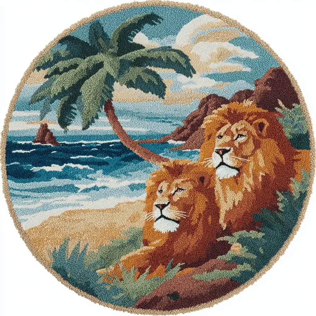 Kitquiver Latch Hook Rug Making Kit Lions 50X50Cm