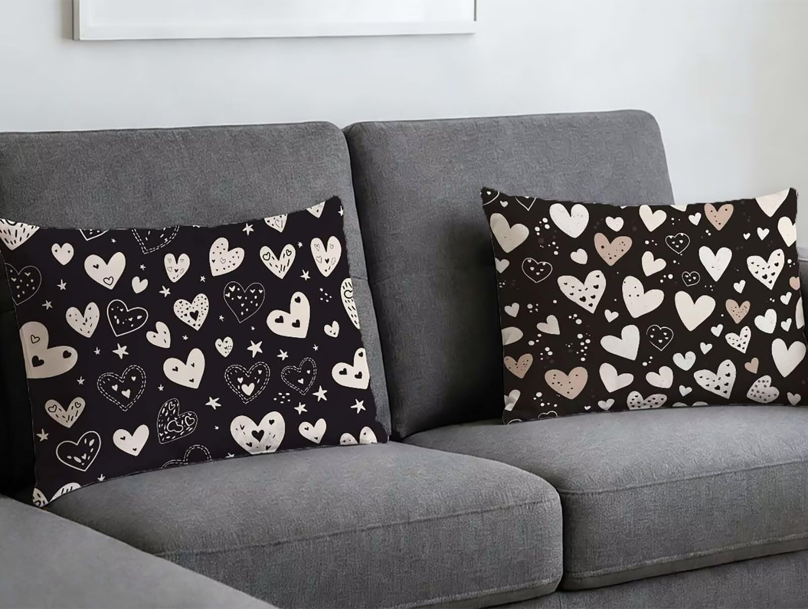 Housse de coussin noir 40x80 velours taie oreiller rectangulaire canapé maison O-446LQ