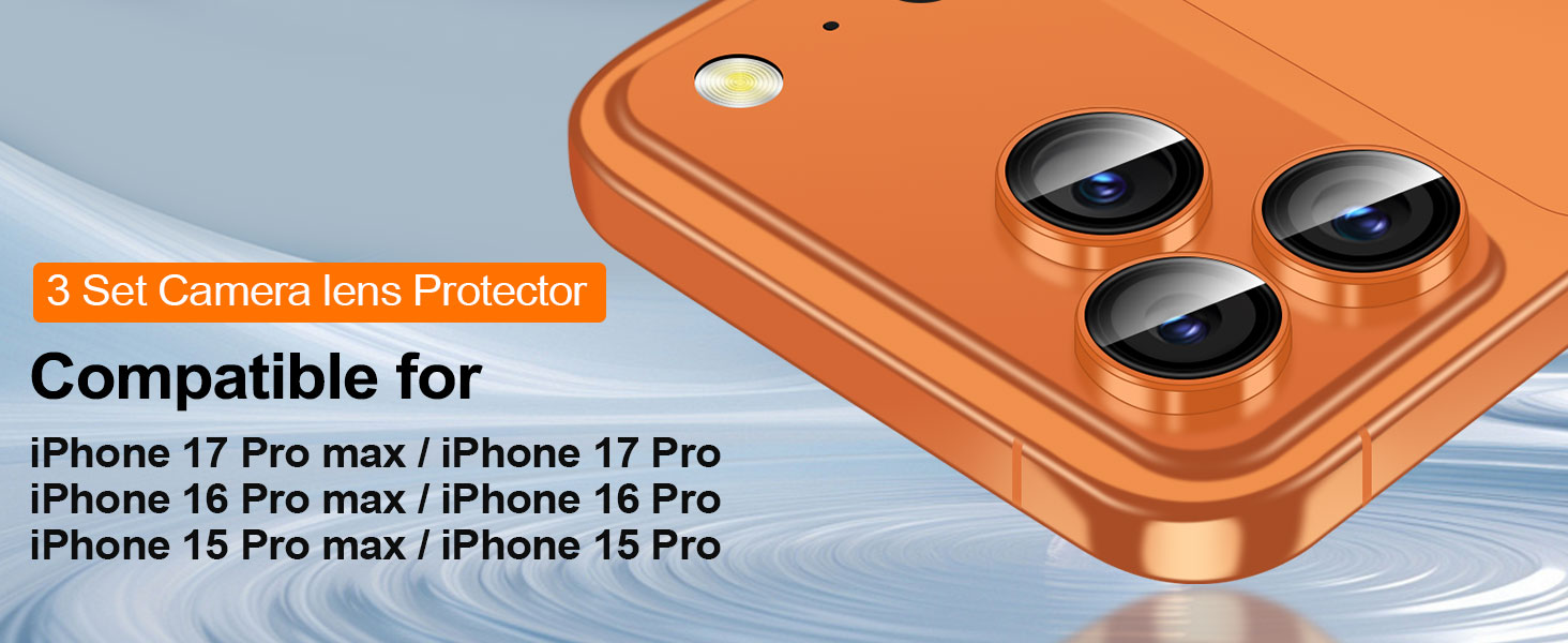 QHOHQ 3-Pack Camera Lens Protector For IPhone 17/16/15 Pro Max & Pro - Military-Grade Shatterproof Glass