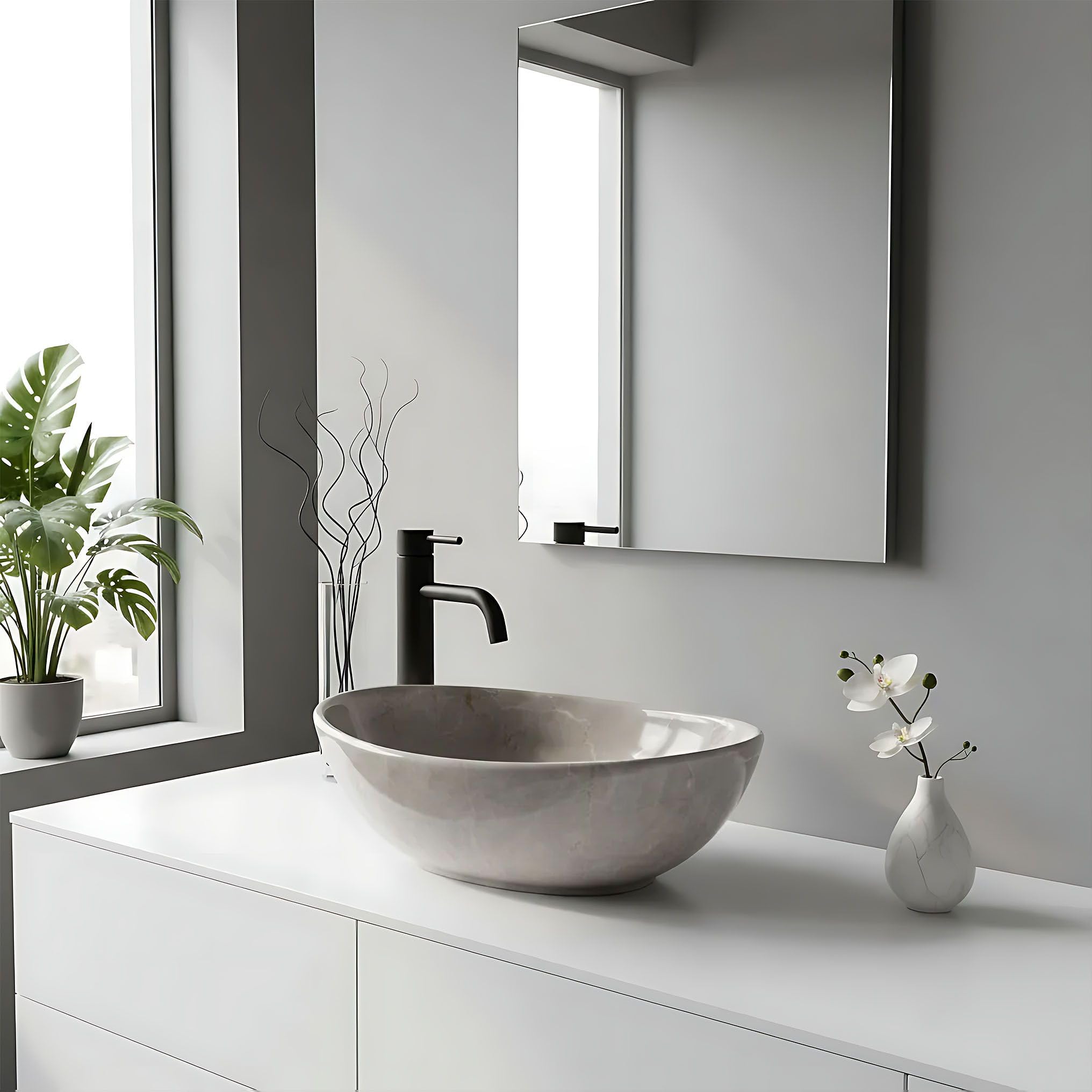Lavabo Sobre Encimera Rea Sofia Mini Kashmir Gris