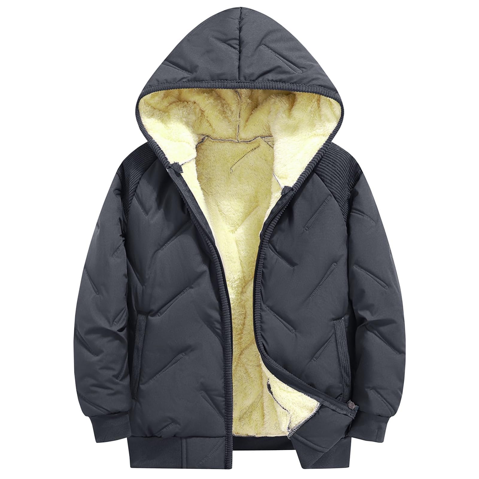 Photo 1 of ***STOCK PHOTO FOR REFERENCE ONLY*** Fleece Lined Puffer Jacket Winter Lightweight Warm Windproof Hooded Down Coat Teen (Grey,XL