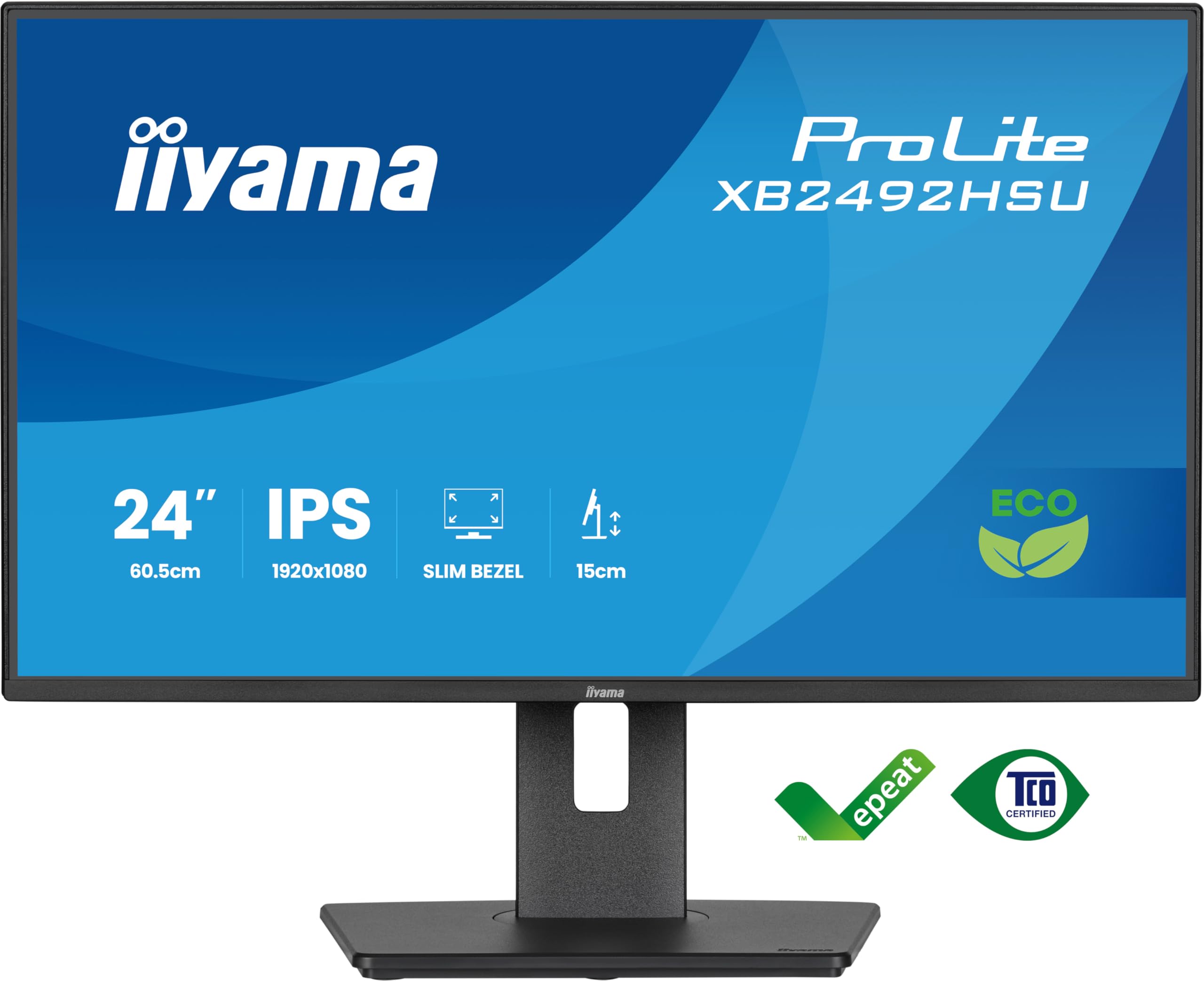 iiyama Prolite XB2492HSU-B1 60,5cm 23,8" IPS LED-Monitor Full-HD 120Hz HDMI DP USB3.2 Slim-Line Höhenverstellung Pivot Adaptive Sync Energieklasse B