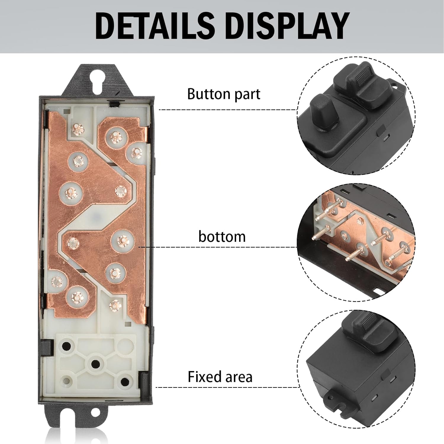 Power Seat Switch Front Left Driver Side Compatible with 1994-2010 Ram 1500/2500/3500/4500/5500; 1990-2004 Jeep; 1989-1994 Chrysler OEM 5016846AB; 56049777AA; 4373666; 4373666AA
