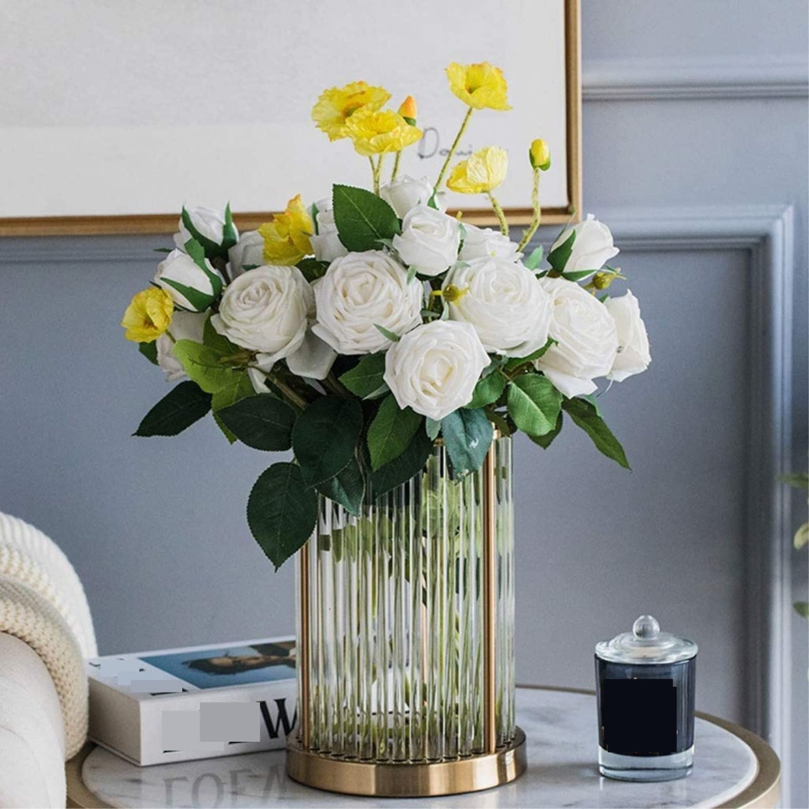 Künstliche Blumen Wunderschön Künstliche Blumen Real Touch Bouquet Vase Set Für Zuhause Hochzeitsdekorationen Künstliche Blumen wie Echt (Color : B, Size : As Shown)