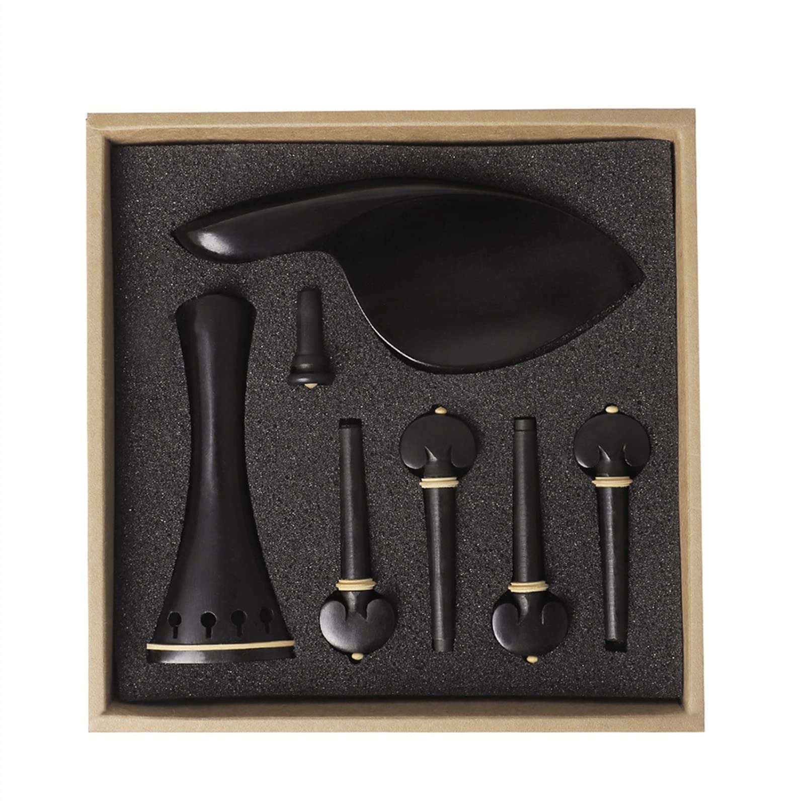 Parti di Ricambio per Violino 4/4 Dimensioni Ebano Violino Pioli Chin Rest End Pin Tuner Cordiera Set Violino Parti di Ricambio Accessori