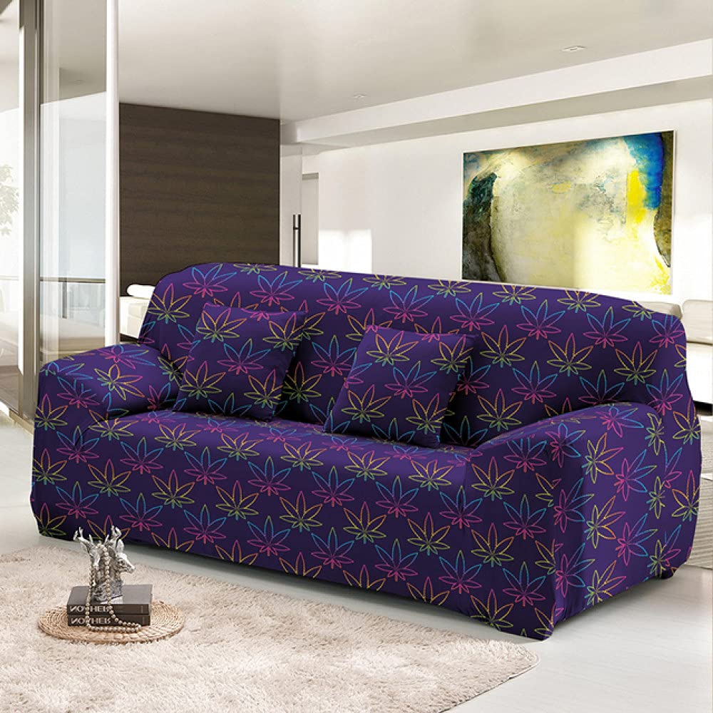 Housse de canapé élastique anti-poussière grand format 235-300cm feuilles