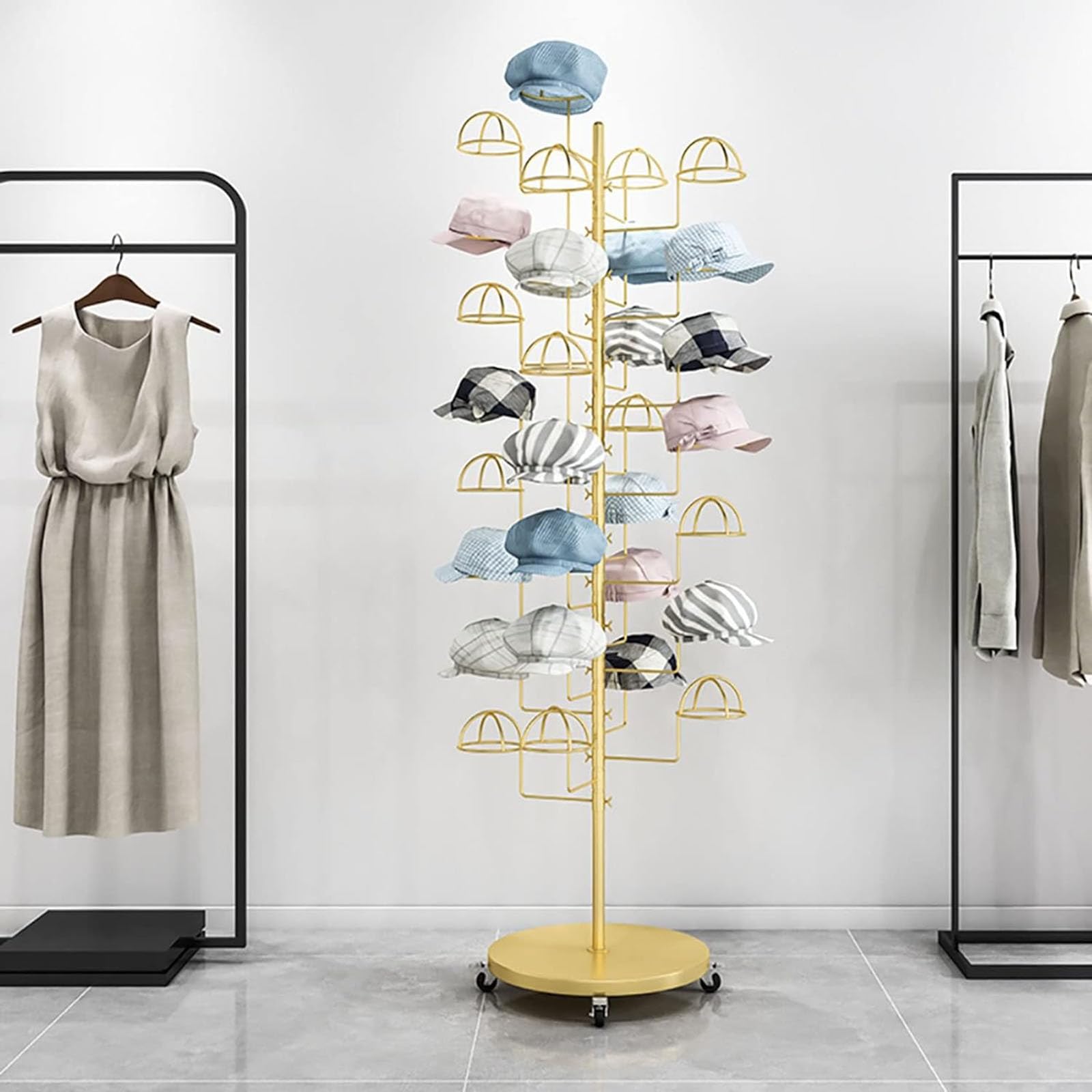 Colgador Gorras, Perchero de Metal para Sombreros con Gran Capacidad y Pantalla móvil, Organizador de Almacenamiento Resistente para Gorras de béisbol, Sombreros de Vaquero y Pelucas