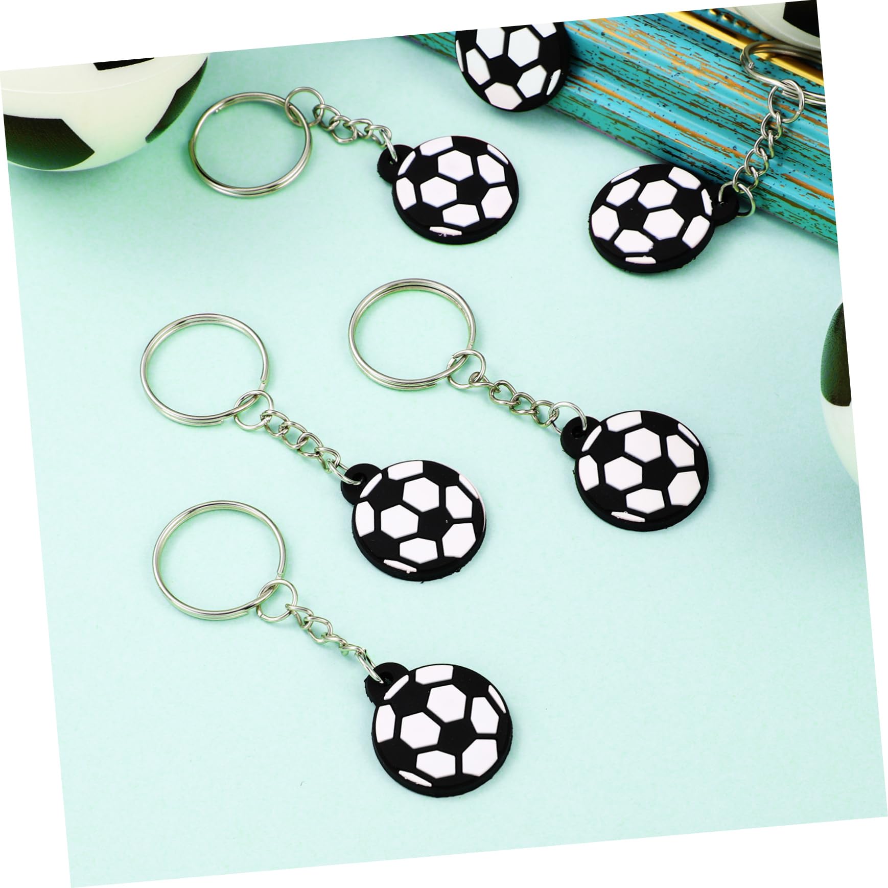 Abaodam 5 Sätze Teiliges Fußball Schlüsselanhänger Mit Pvc Soft Schlüsselringen Kreative Fußball Anhänger Für Rucksäcke Taschen Und Partygeschenke Leichte Sport Deko Für 24 Stück * 5