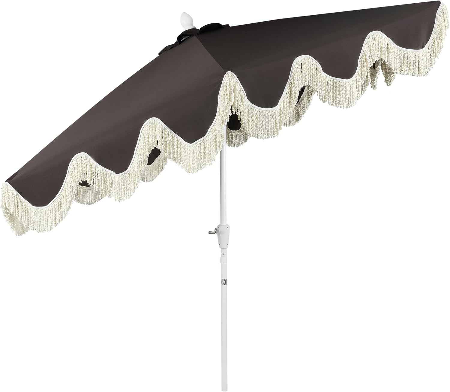 JONATHAN Y UMB1001 Collins 9 ft. Classic Cottage Tassel Market Patio Umbrella with Auto-Tilt, Crank, Wind Vent and UV Protection