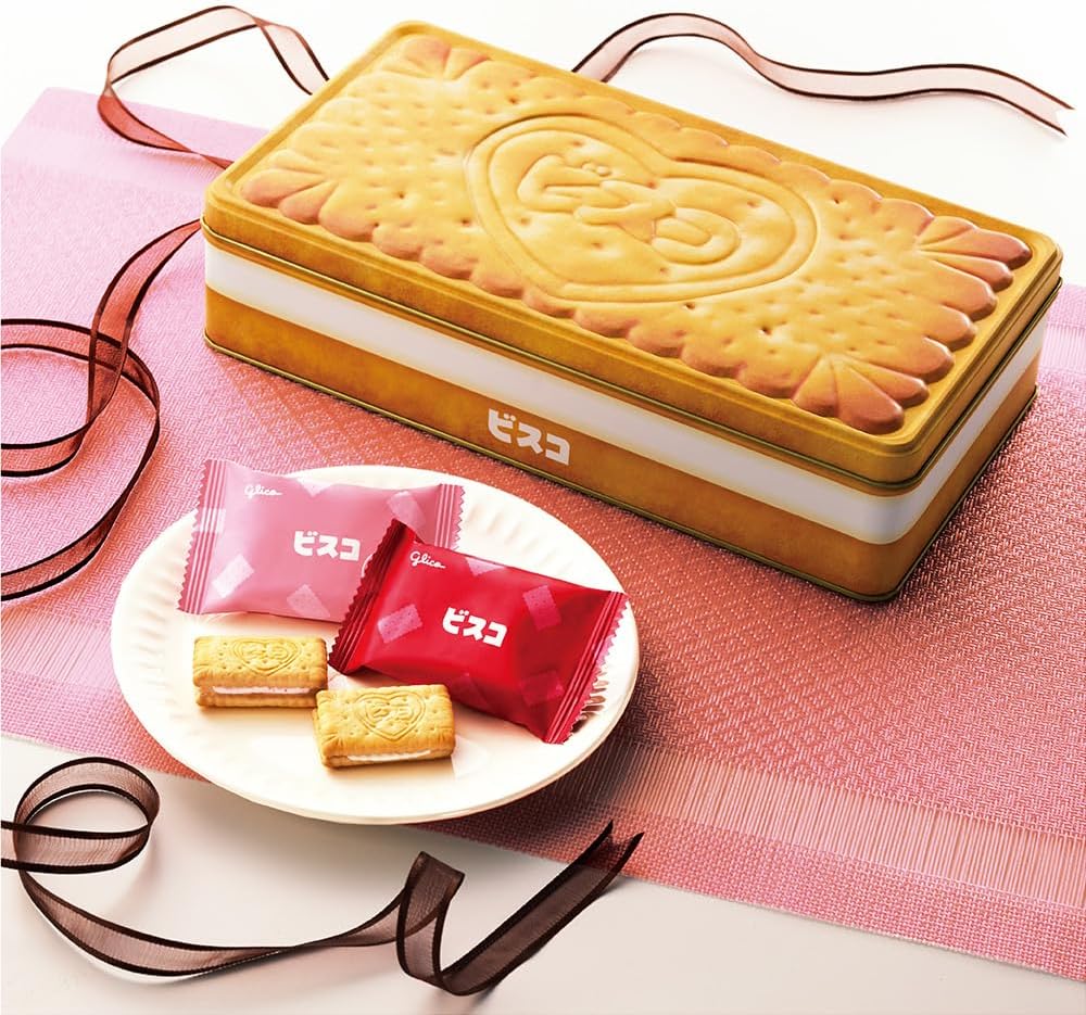 江崎グリコ 【ビスコ ギフトボックス】 36枚(18枚×2味)ミルク味 いちご味 お菓子缶 プレゼント プチギフト クッキー缶 ビタミンB1・B2・D カルシウム 食物繊維 ビスケット クッキー お菓子 おかし 個包装